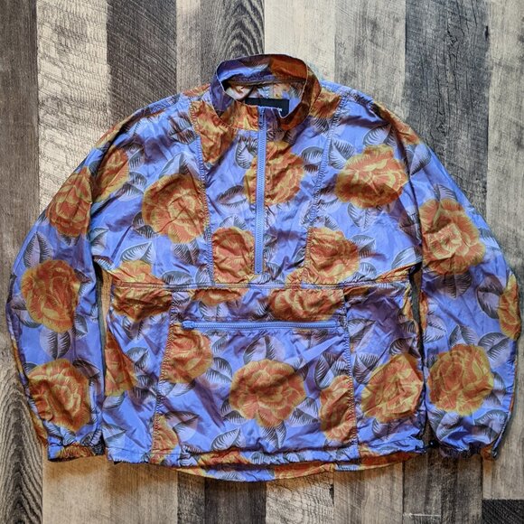Bianca Chandon Silk Anorak Blue Floral Orange Roses Medium - Picture 2 of 7